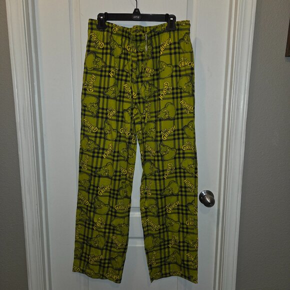 NWT Universal Studios The Grinch Green Plaid PJ Lounge Pants w/button fly - L - Picture 2 of 6